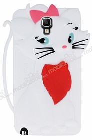 Samsung N7500 Galaxy Note 3 Neo Mari Cat Kedi Beyaz Silikon Klf