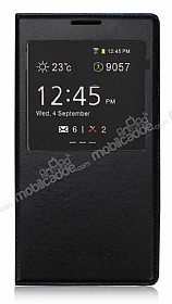 Samsung N7500 Galaxy Note 3 Neo Pencereli nce Yan Kapakl Siyah Klf