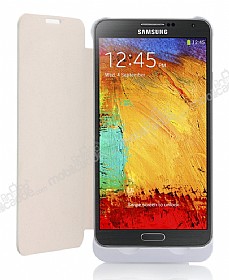 Samsung N9000 Galaxy Note 3 Bataryal Kapakl Beyaz Klf
