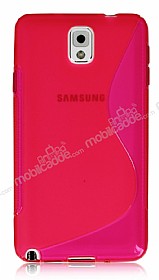 Samsung N9000 Galaxy Note 3 Desenli effaf Pembe Silikon Klf