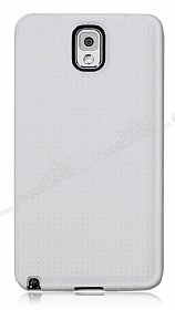 Samsung N9000 Galaxy Note 3 Nokta Desenli Mat Beyaz Silikon Klf