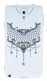 Samsung N9000 Galaxy Note 3 Pembe Tal Kalp effaf Silikon Klf