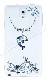 Samsung N9000 Galaxy Note 3 Mavi Tal Yunus effaf Silikon Klf