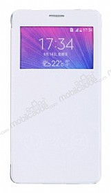 Eiroo Samsung N9100 Galaxy Note 4 Pencereli nce Kapakl Beyaz Klf