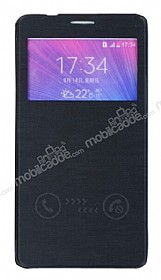 Eiroo Samsung N9100 Galaxy Note 4 Pencereli nce Kapakl Siyah Klf