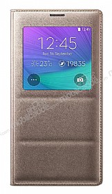 Samsung N9100 Galaxy Note 4 Uyku Modlu Pencereli Gold Klf