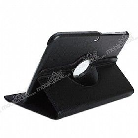 Samsung P5220 Galaxy Tab 3 10.1 360 Derece Dner Standl Siyah Deri Klf