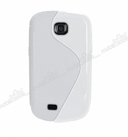 Samsung S5570 Galaxy Mini Desenli Beyaz Silikon Klf