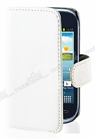 Samsung S6310 Galaxy Young Czdanl Yan Kapakl Beyaz Deri Klf