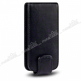 Samsung S7500 Galaxy Ace Plus Kapakl Siyah Deri Klf