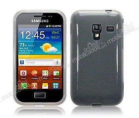 Samsung S7500 Galaxy Ace Plus effaf Siyah Silikon Klf