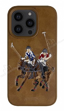 Santa Barbara Jockey Polo Racquet Club iPhone 13 Pro Kahverengi Deri Klf