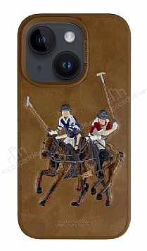 Santa Barbara Jockey Polo Racquet Club iPhone 14 Kahverengi Deri Klf