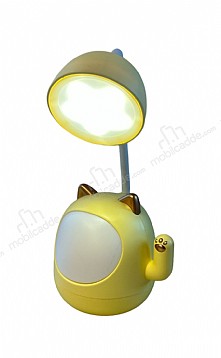 Sarı Kedi Kalemtıraşlı Masaüstü Led Işıklı Gece Lambası