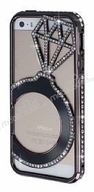 Shengo iPhone SE / 5 / 5S Tekta Tal Metal Dark Silver Klf