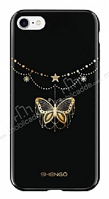 Shengo iPhone 6 Plus / 6S Plus Silikon Kenarl Tal Kelebek Siyah Rubber Klf