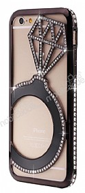 Shengo iPhone 6 Plus / 6S Plus Tekta Tal Metal Dark Silver Klf