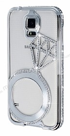 Shengo Samsung i9600 Galaxy S5 Tekta Tal Metal Silver Klf