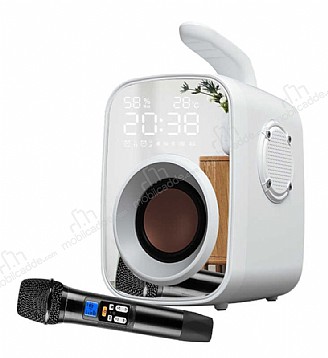 Soaiy SH25 Mikrofonlu Bluetooth Speaker Beyaz Hoparlr