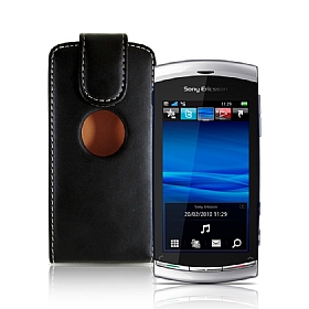 Sony Ericsson Vivaz Siyah Kapakl Deri Klf
