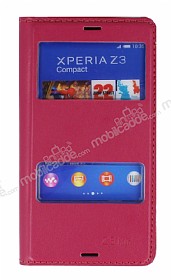 Sony Xperia Z3 Compact ift Pencereli nce Kapakl Pembe Klf
