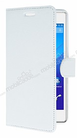 Sony Xperia C4 Czdanl Yan Kapakl Beyaz Deri Klf
