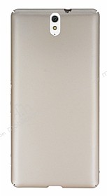 Sony Xperia C5 Ultra Tam Kenar Koruma Gold Rubber Klf