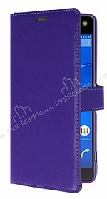 Sony Xperia C5 Ultra Czdanl Yan Kapakl Mor Deri Klf