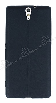 Sony Xperia C5 Ultra Deri Desenli Ultra nce Siyah Silikon Klf