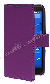 Sony Xperia E4g Czdanl Yan Kapakl Mor Deri Klf