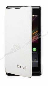 Sony Xperia L nce Yan Kapakl Beyaz Klf