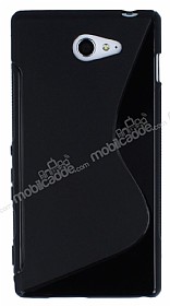Sony Xperia M2 Desenli Siyah Silikon Klf