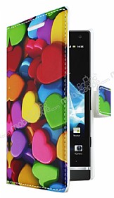 Sony Xperia S Kalp Desenli Czdanl Yan Kapakl Klf