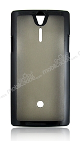 Sony Xperia S Silikon Kenarl effaf Siyah Sert Mat Rubber Klf