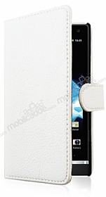 Sony Xperia S Standl Czdanl Beyaz Deri Klf