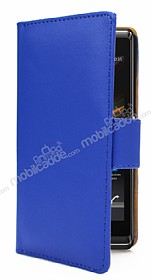Sony Xperia SP Czdanl Yan Kapakl Mavi Deri Klf