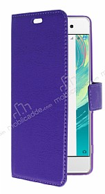 Sony Xperia XA Czdanl Yan Kapakl Mor Deri Klf