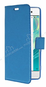Sony Xperia XA Czdanl Yan Kapakl Mavi Deri Klf
