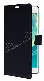 Sony Xperia XA Ultra Czdanl Yan Kapakl Siyah Deri Klf