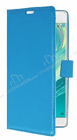 Sony Xperia XA Ultra Czdanl Yan Kapakl Mavi Deri Klf