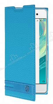 Sony Xperia XA1 Gizli Mknatsl Mavi Deri Klf