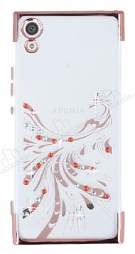 Sony Xperia XA1 Rose Gold Peacock Tal effaf Silikon Klf