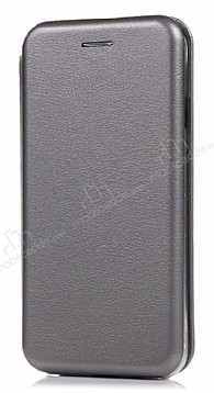 Sony Xperia XZ1 Curve Manyetik Kapakl Silver Deri Klf
