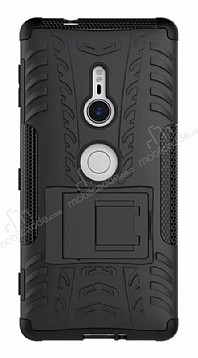 Sony Xperia XZ2 Sper Koruma Standl Siyah Klf