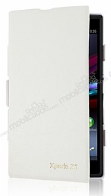Sony Xperia Z1 Bataryal Kapakl Beyaz Klf