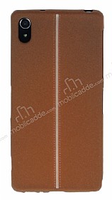 Sony Xperia Z2 Kadife Dokulu Kahverengi Silikon Klf
