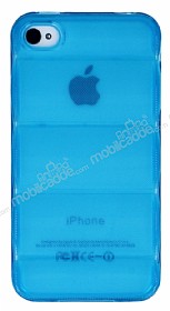 iPhone 4 / 4S Bubble effaf Mavi Silikon Klf