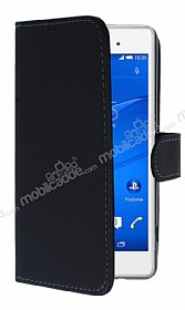 Sony Xperia Z3 Compact Czdanl Yan Kapakl Siyah Deri Klf