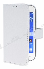Samsung Galaxy Ace 4 Czdanl Yan Kapakl Beyaz Deri Klf