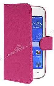 Samsung Galaxy Ace 4 Czdanl Yan Kapakl Pembe Deri Klf